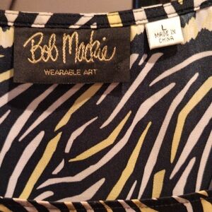 FINAL PRICE Bob Mackie Black, Yellow and White Zebra Pattern Top Large